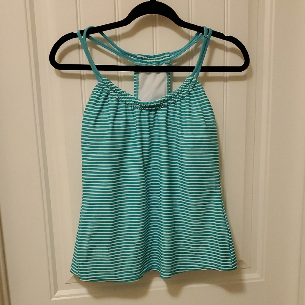 Athena White and Aqua Green Tankini Top